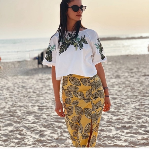 NWT ZARA Linen Blend Skirt L Blogger’s Favorite - Picture 3 of 6